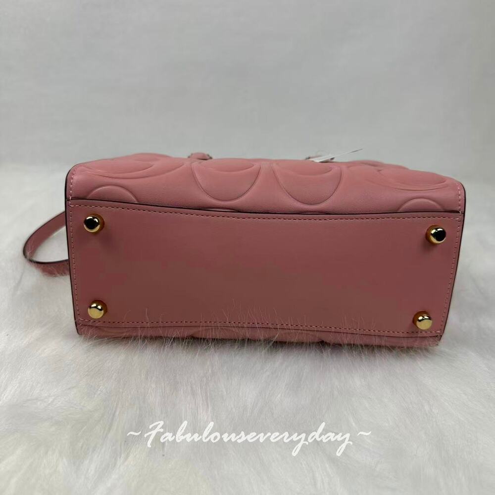 Coach Maggie Small Tote Bag Crossbody Signature Leather Gold/Pink Petal CY670 - Picture 5 of 5